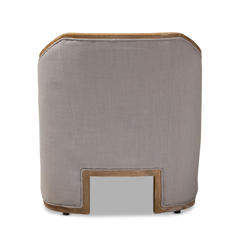 Whitewashed Oak Wood Armchair with Metal Accents. Picture 13