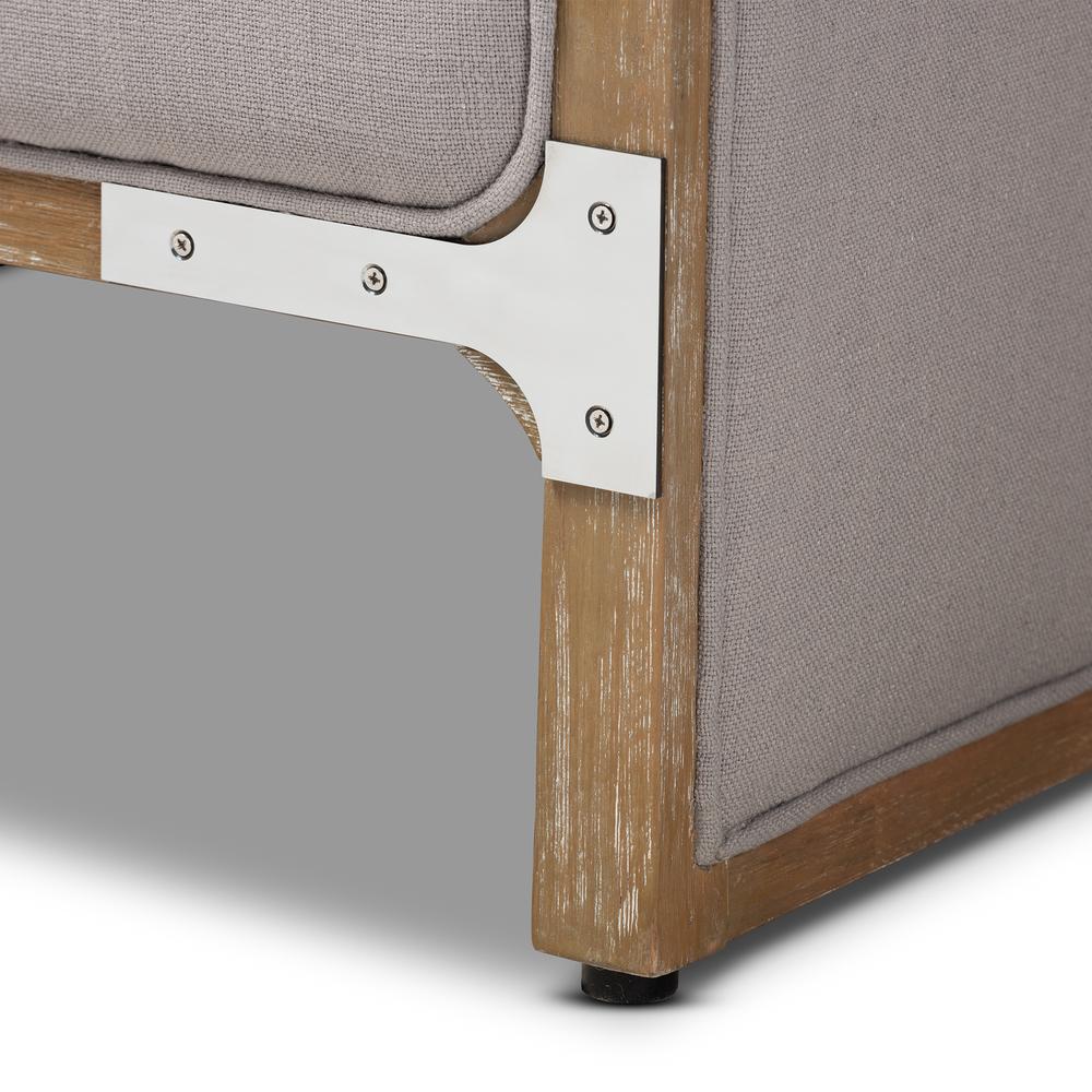 Whitewashed Oak Wood Armchair with Metal Accents. Picture 15