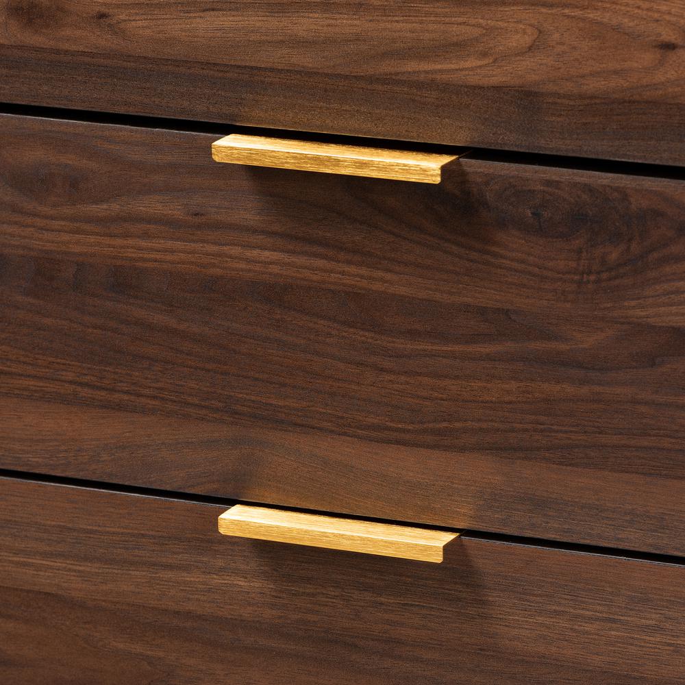 Lena Mid-Century Modern Walnut Brown Finished 5-Drawer Wood Chest. Picture 14
