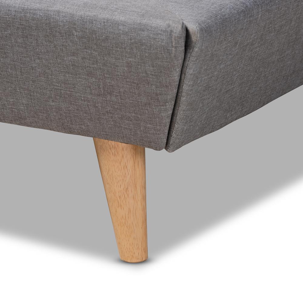 Baxton Studio Naya Mid-Century Modern Grey Fabric Upholstered King Size Wingback Platform Bed. Picture 6