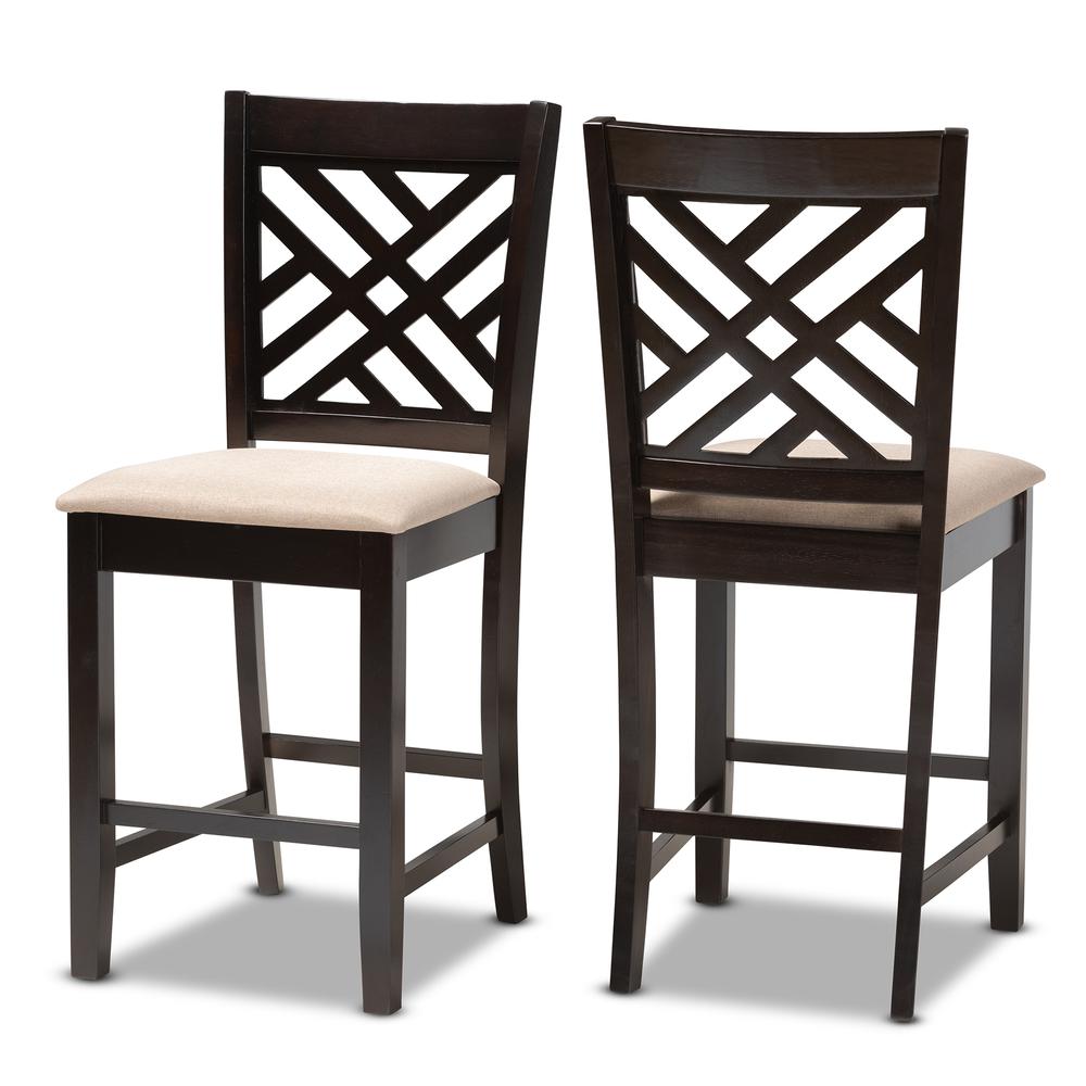 Espresso Brown Finished Wood Counter Height 2-Piece Pub Chair Set. Picture 8