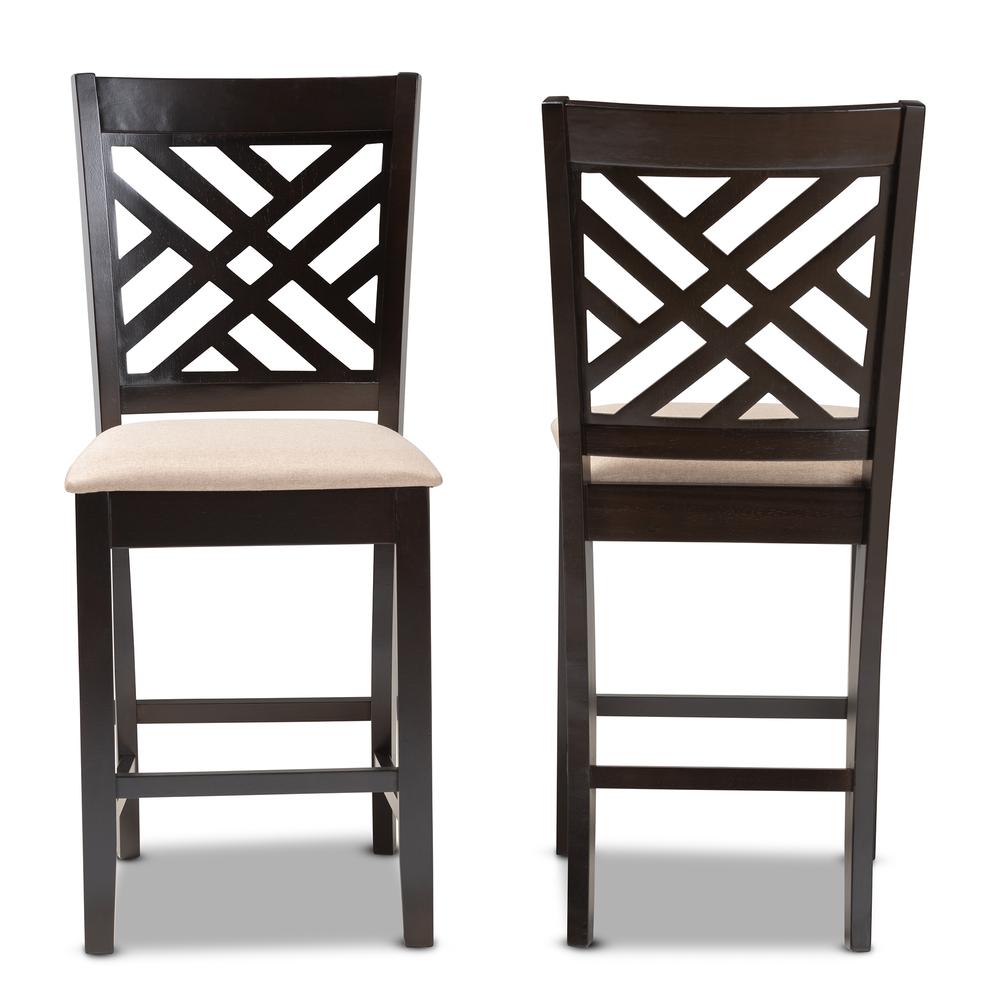 Espresso Brown Finished Wood Counter Height 2-Piece Pub Chair Set. Picture 9