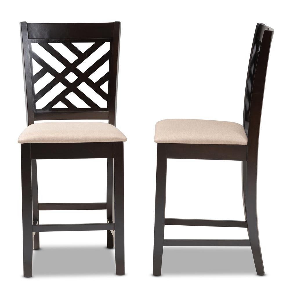 Espresso Brown Finished Wood Counter Height 2-Piece Pub Chair Set. Picture 10