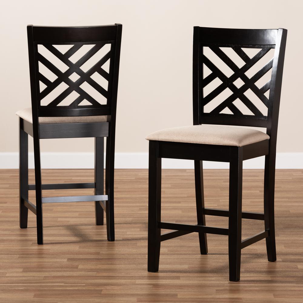 Espresso Brown Finished Wood Counter Height 2-Piece Pub Chair Set. Picture 13