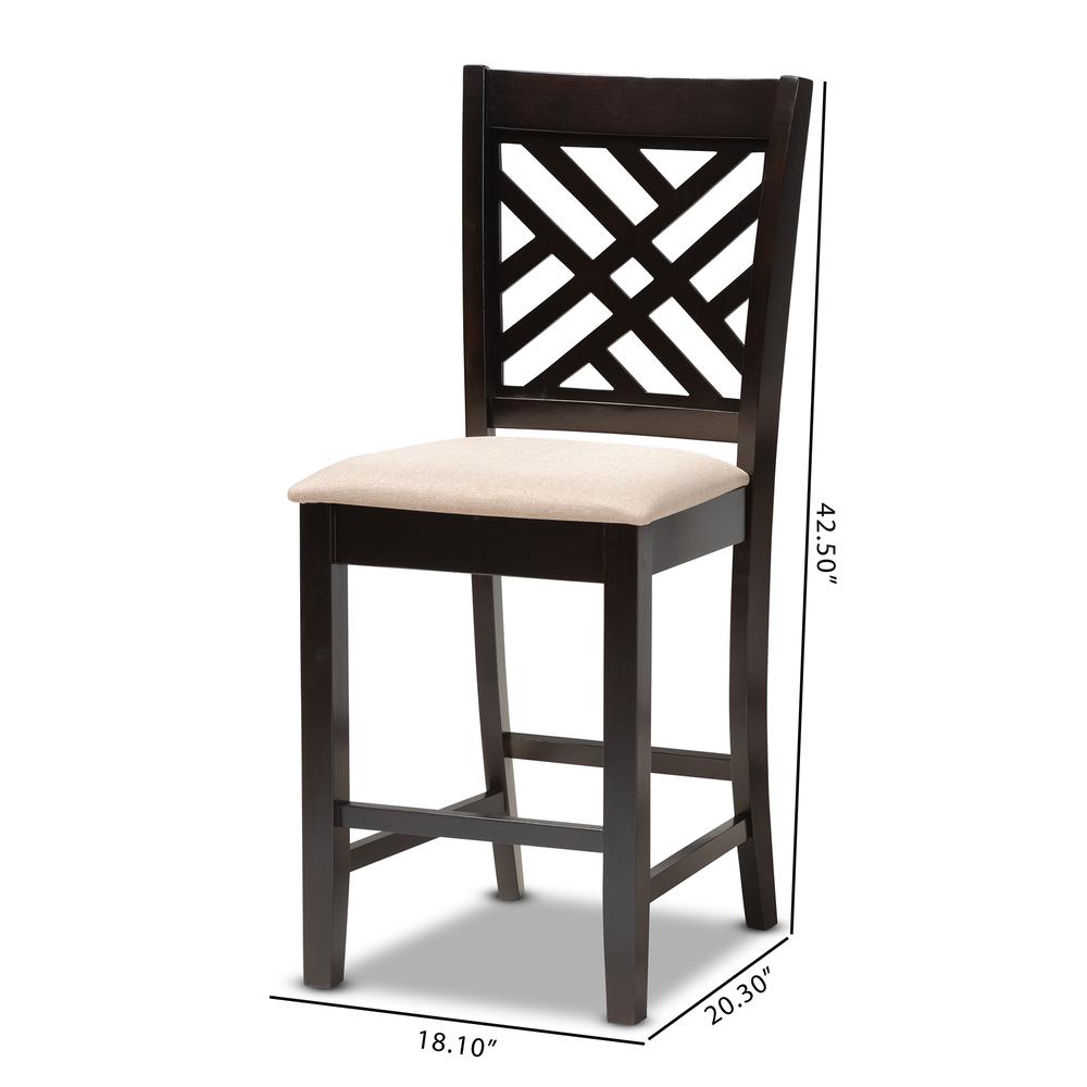 Espresso Brown Finished Wood Counter Height 2-Piece Pub Chair Set. Picture 14