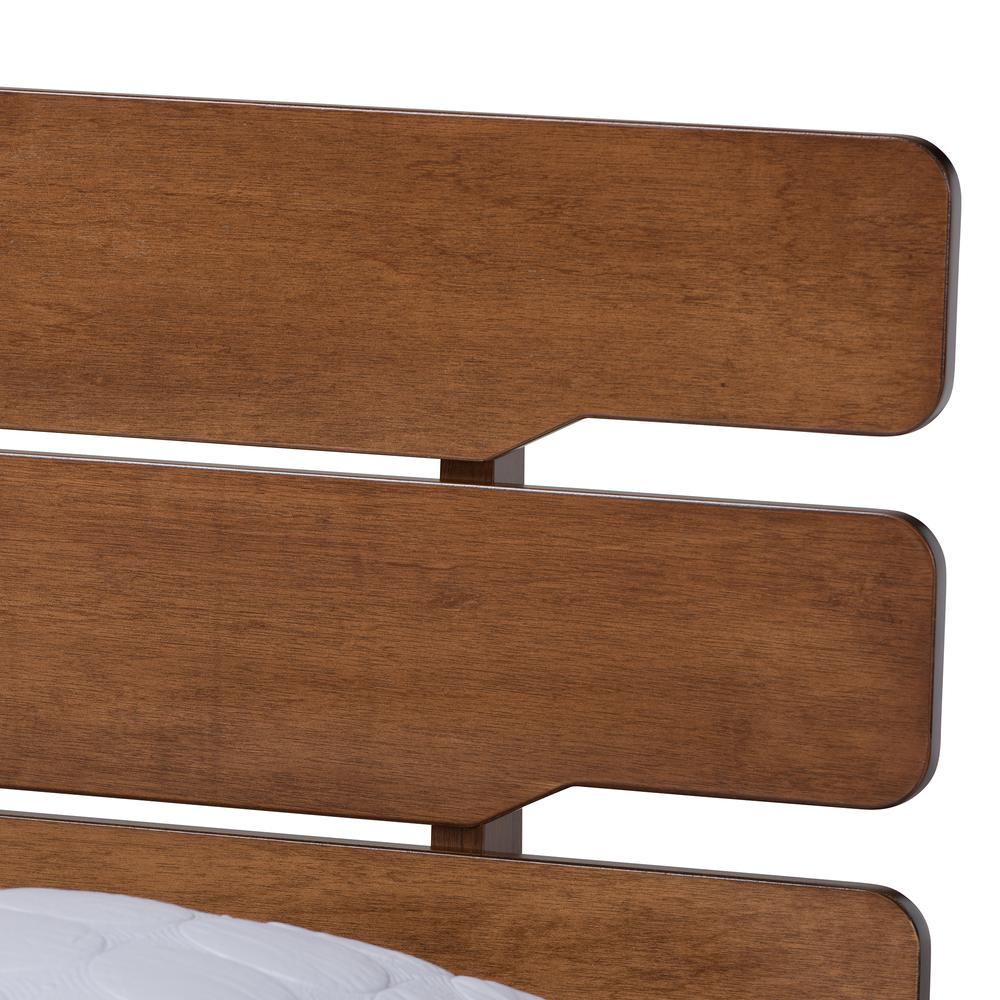 Anzia Mid-Century Modern Walnut Finished Wood Queen Size Platform bed. Picture 12
