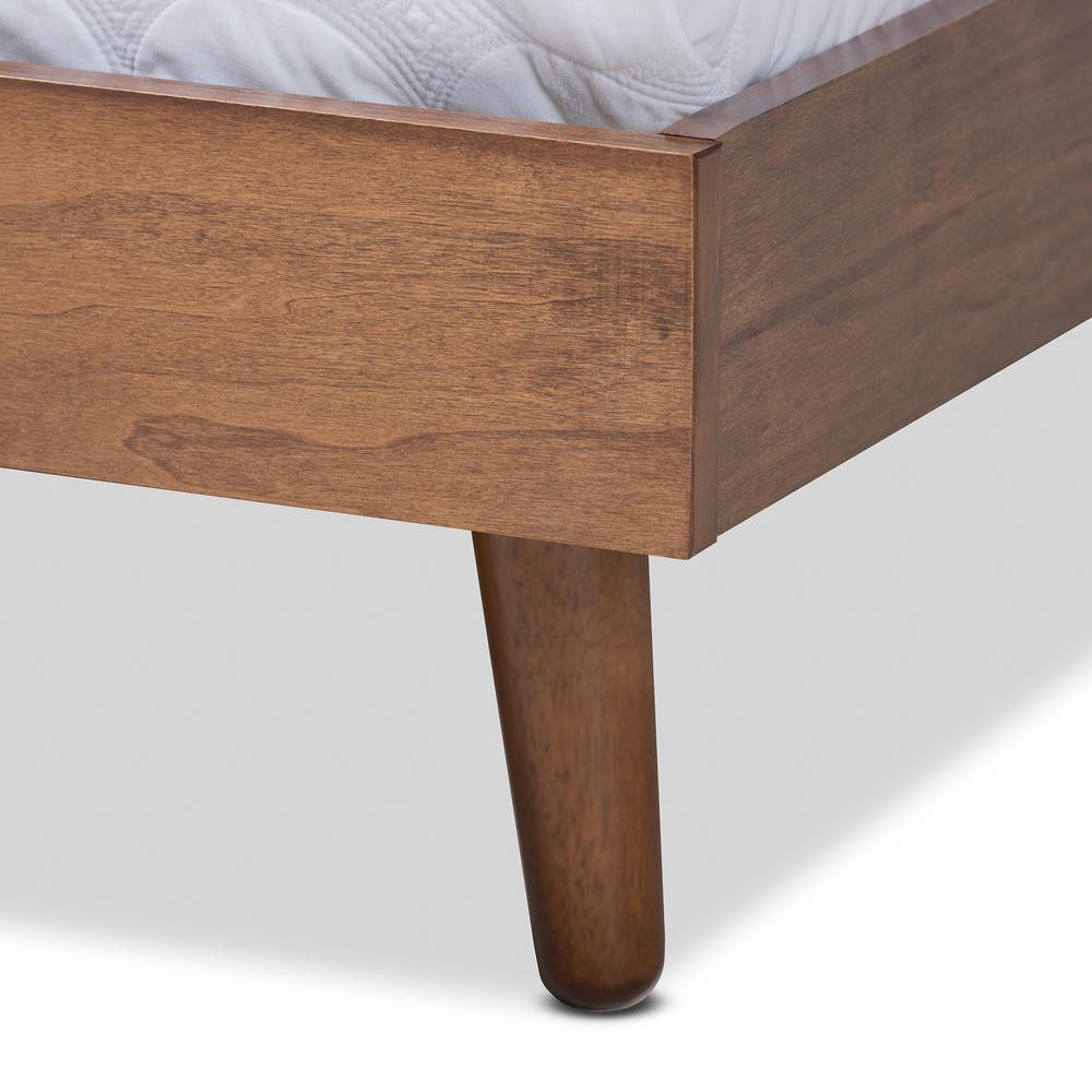Anzia Mid-Century Modern Walnut Finished Wood Queen Size Platform bed. Picture 13