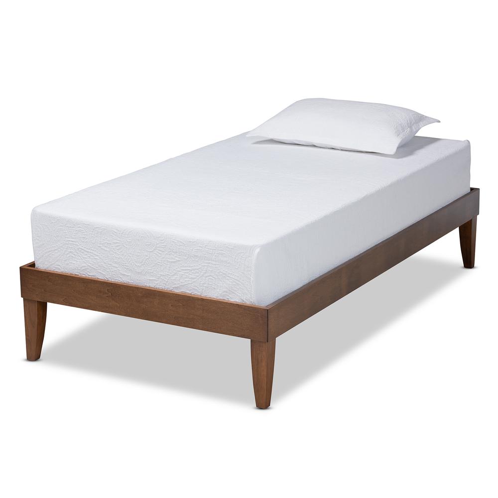 Lucina Mid-Century Modern Walnut Brown Finished Twin Size Platform Bed Frame. Picture 8