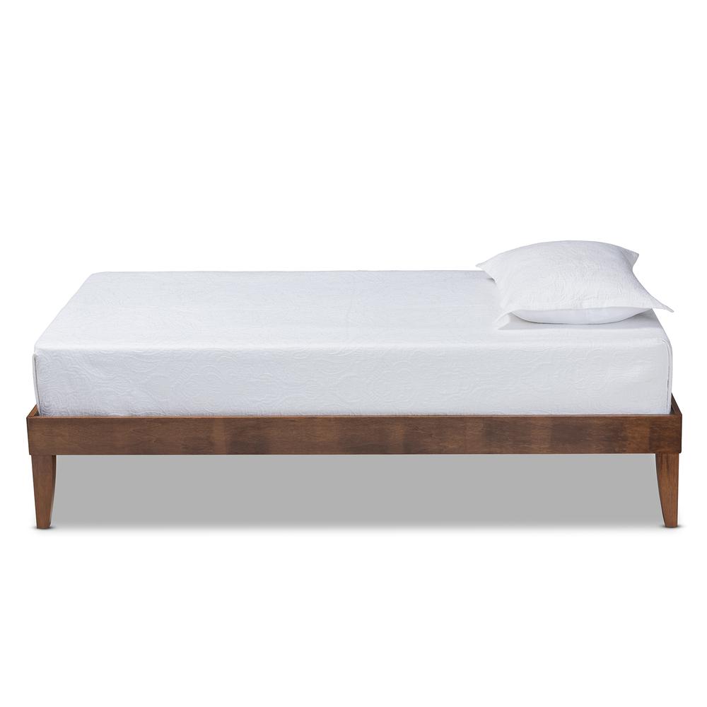 Lucina Mid-Century Modern Walnut Brown Finished Twin Size Platform Bed Frame. Picture 9