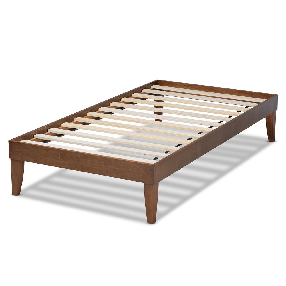 Lucina Mid-Century Modern Walnut Brown Finished Twin Size Platform Bed Frame. Picture 10