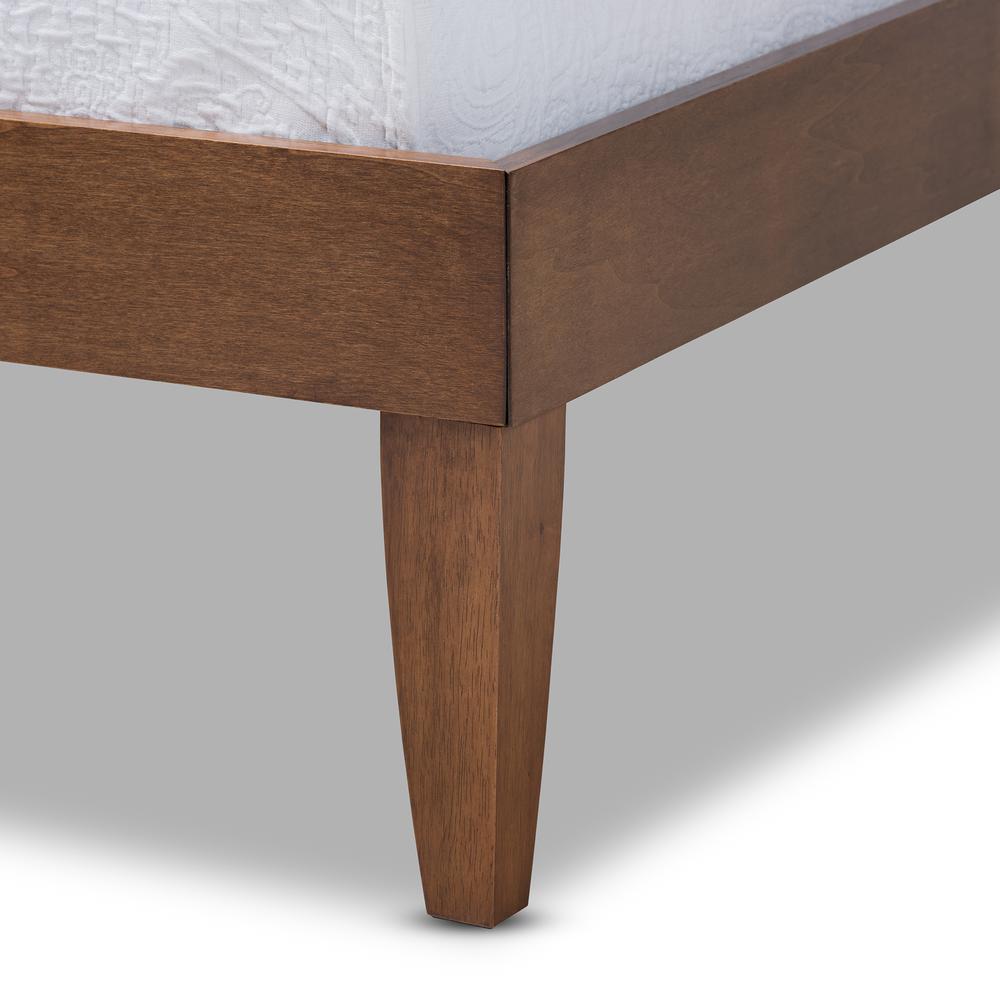 Lucina Mid-Century Modern Walnut Brown Finished Twin Size Platform Bed Frame. Picture 11