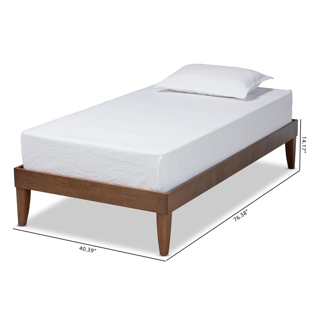 Lucina Mid-Century Modern Walnut Brown Finished Twin Size Platform Bed Frame. Picture 14