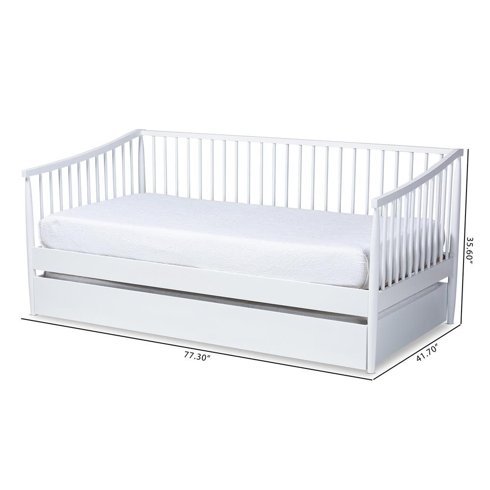 Traditional White Finished Wood Twin Size Spindle Daybed with Trundle. Picture 22