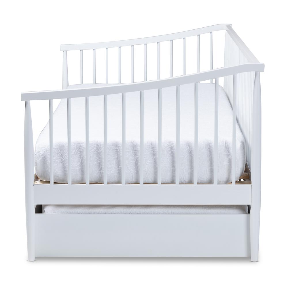 Traditional White Finished Wood Twin Size Spindle Daybed with Trundle. Picture 14