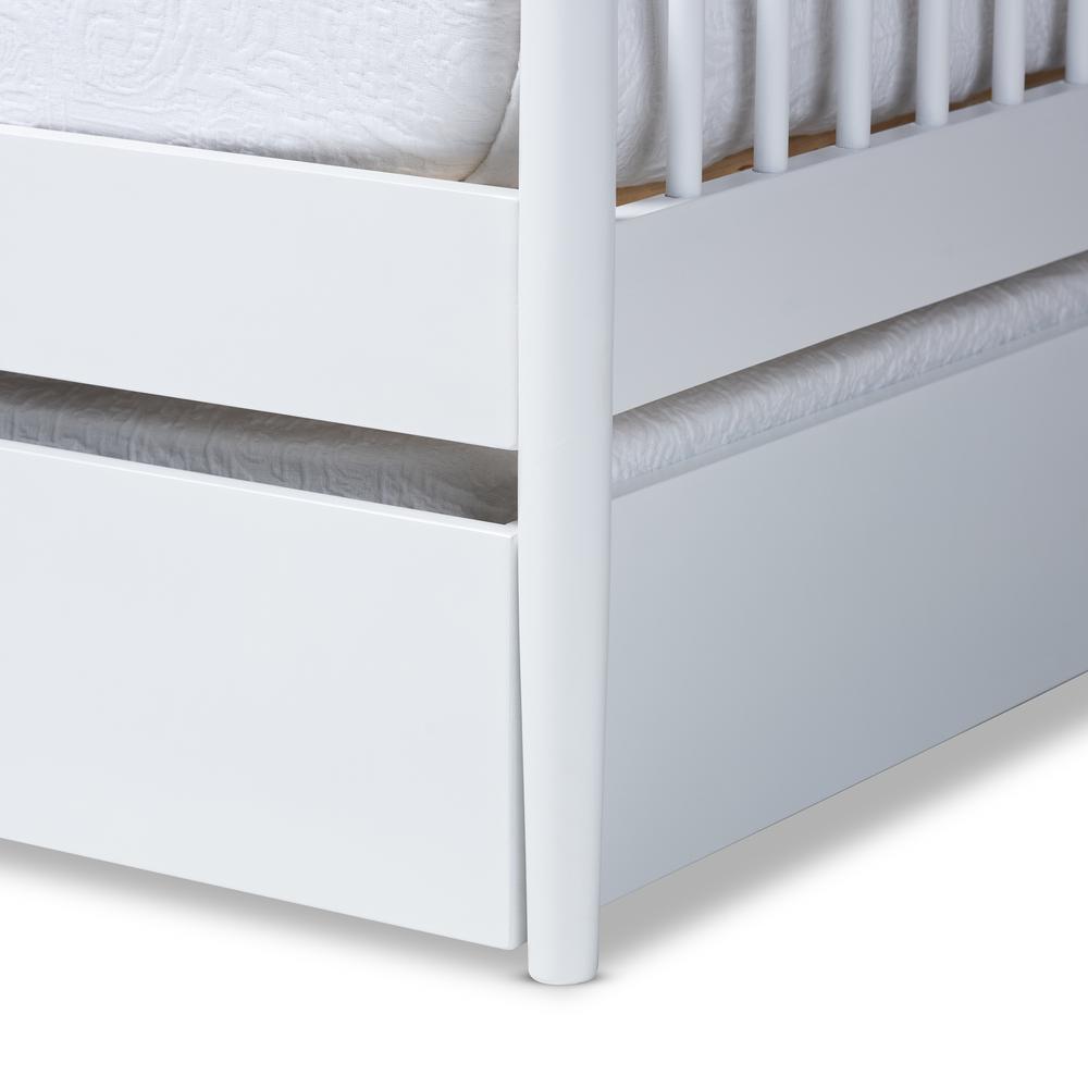 Traditional White Finished Wood Twin Size Spindle Daybed with Trundle. Picture 18
