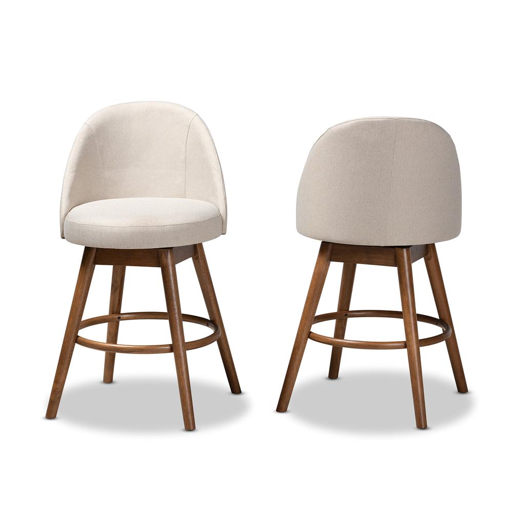 Walnut-Finished Wood Swivel Counter Stool Set of 2. Picture 10