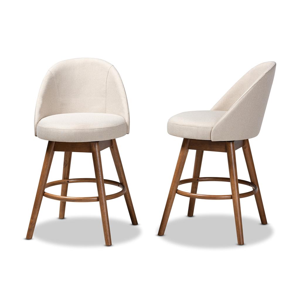 Walnut-Finished Wood Swivel Counter Stool Set of 2. Picture 11