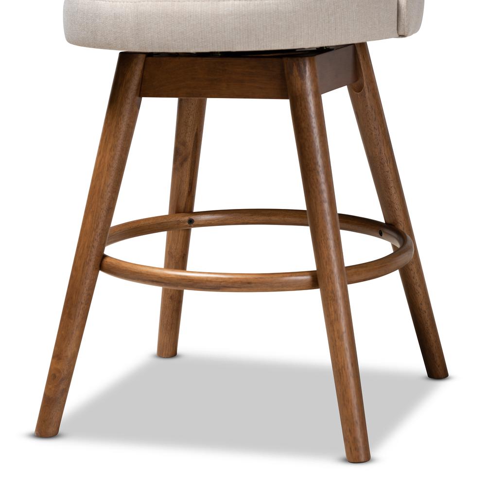 Walnut-Finished Wood Swivel Counter Stool Set of 2. Picture 13