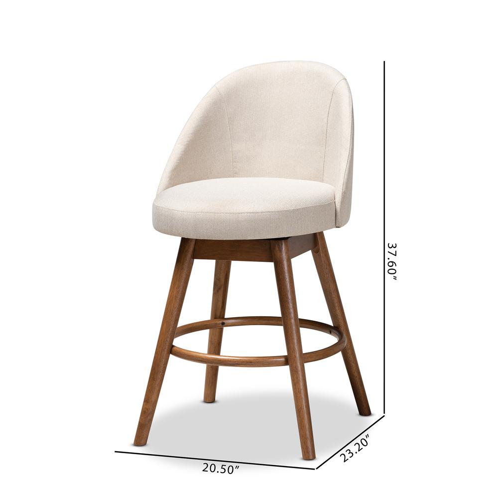 Walnut-Finished Wood Swivel Counter Stool Set of 2. Picture 16