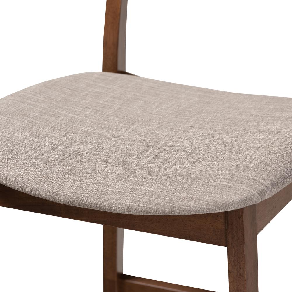 Light Grey Fabric Upholstered Walnut Finished 2-Piece Wood Counter Stool Set. Picture 14