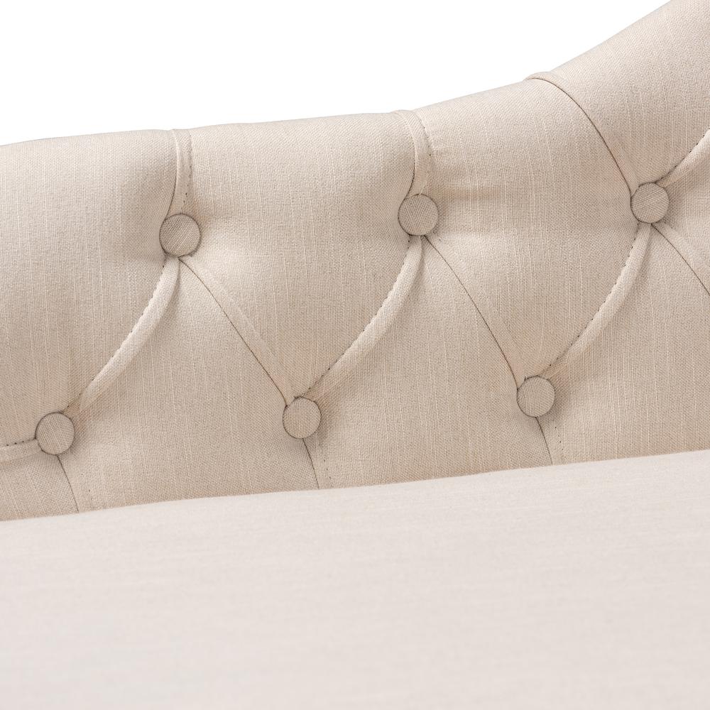 Beige Fabric Upholstered Oak Finished Chaise Lounge. Picture 14