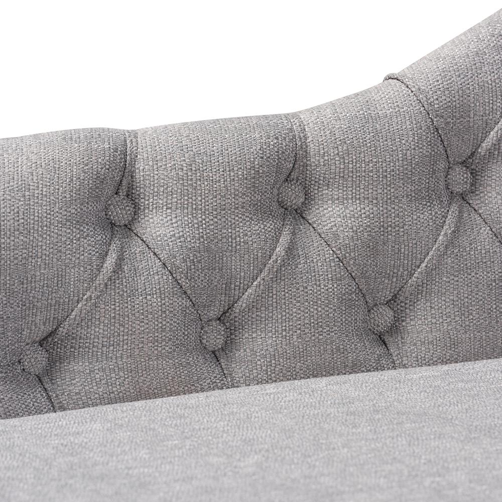 Grey Fabric Upholstered Oak Finished Chaise Lounge. Picture 14