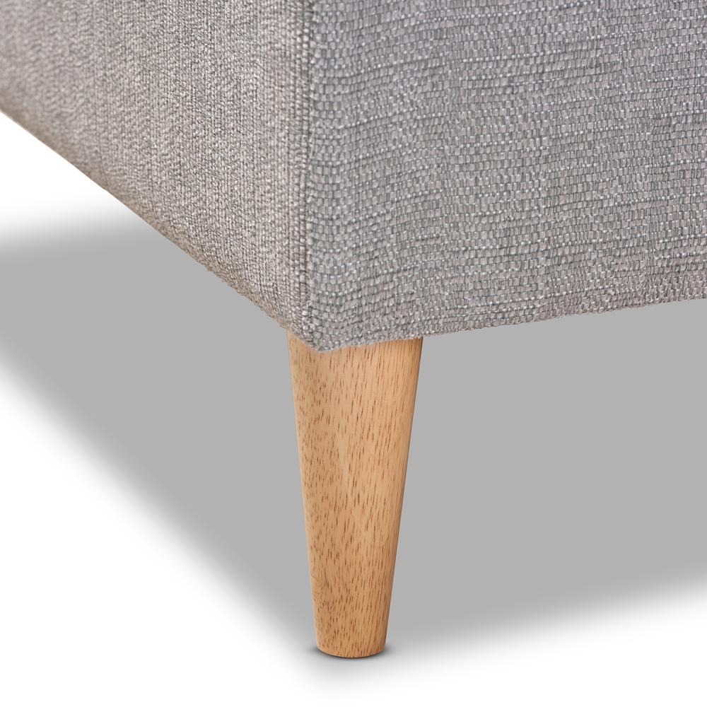 Grey Fabric Upholstered Oak Finished Chaise Lounge. Picture 15