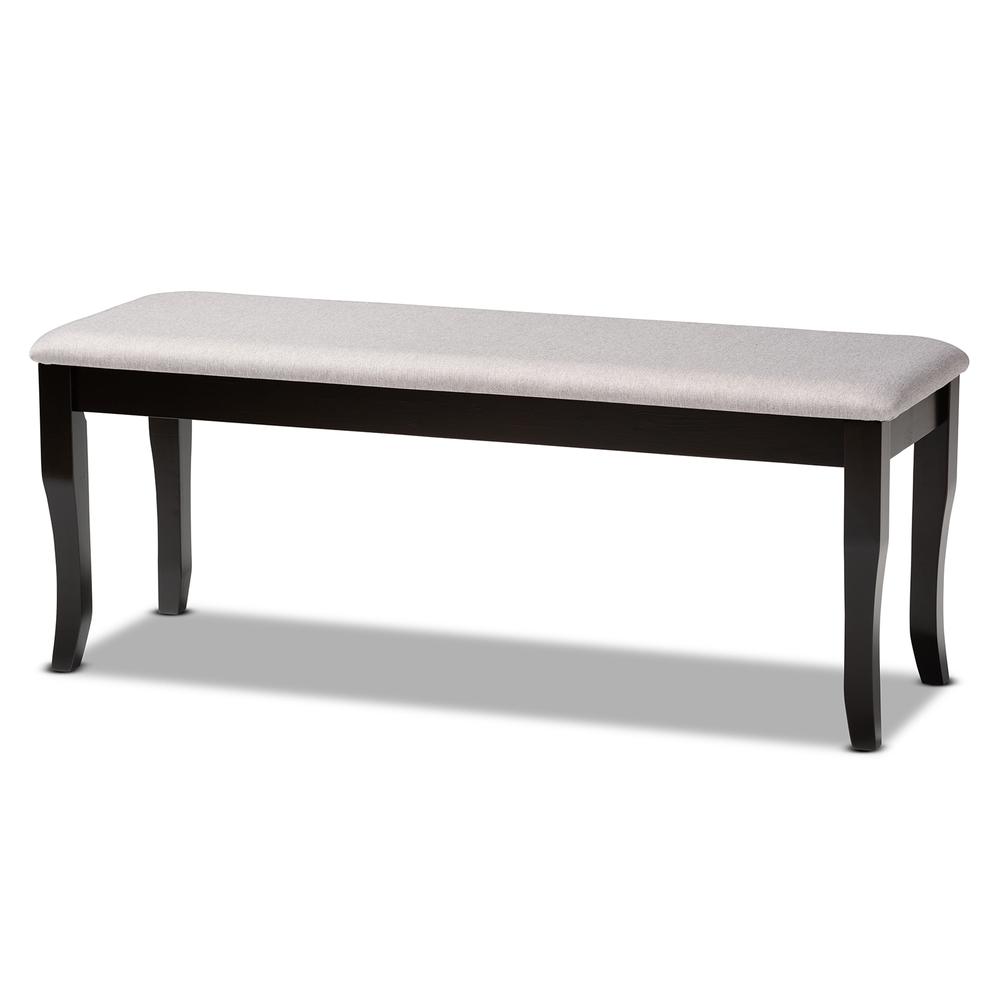 Grey Fabric Upholstered and Dark Brown Finished Wood 6-Piece Dining Set. Picture 12