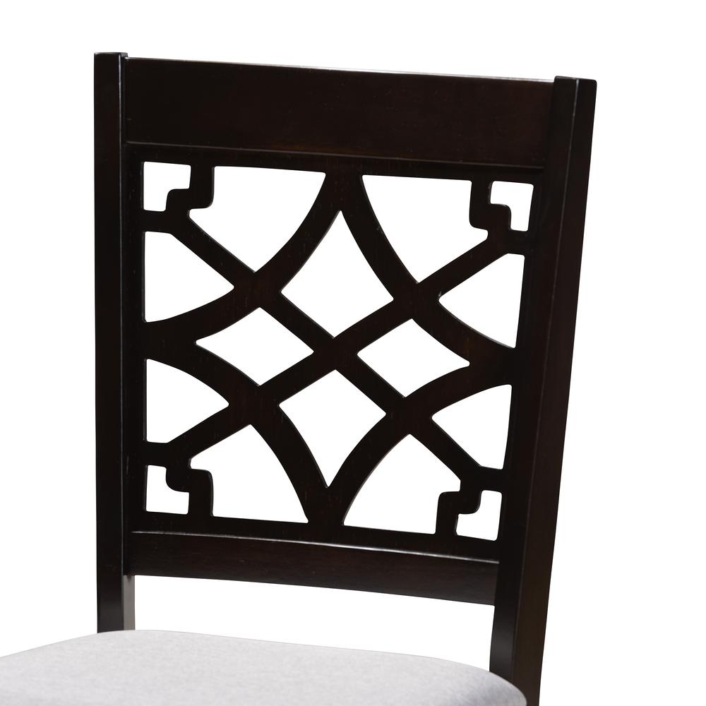 Grey Fabric Upholstered and Dark Brown Finished Wood 6-Piece Dining Set. Picture 15