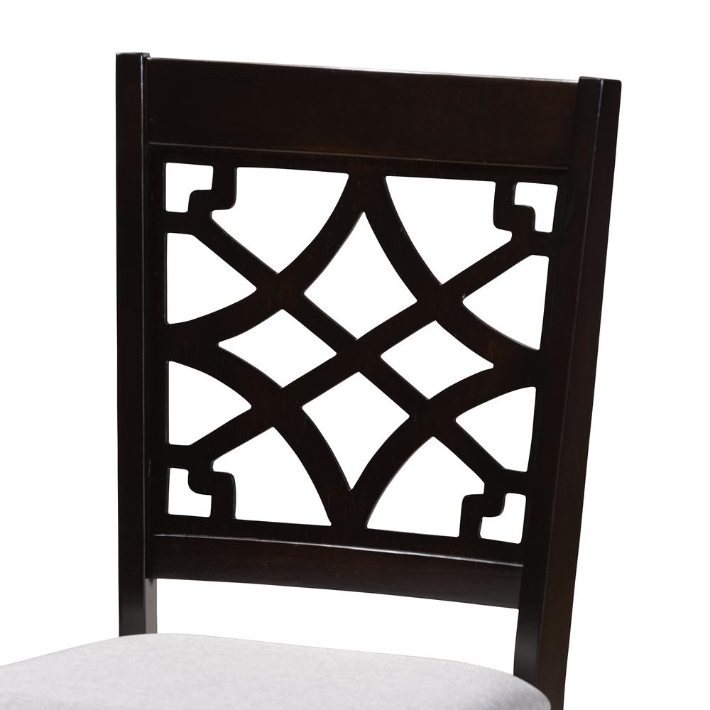 Grey Fabric Upholstered Espresso Brown Finished Wood Dining Chair Set of 4. Picture 9