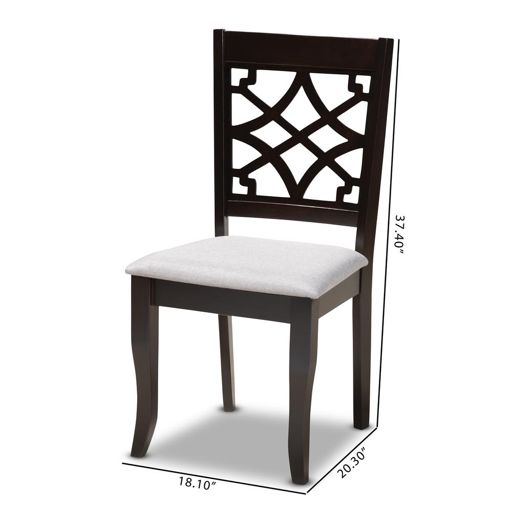 Grey Fabric Upholstered Espresso Brown Finished Wood Dining Chair Set of 4. Picture 12