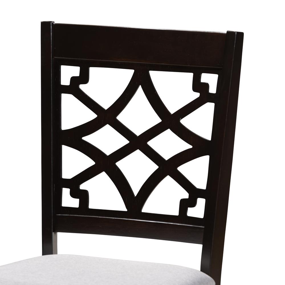 Grey Fabric Upholstered Espresso Brown Finished 5-Piece Wood Dining Set. Picture 11
