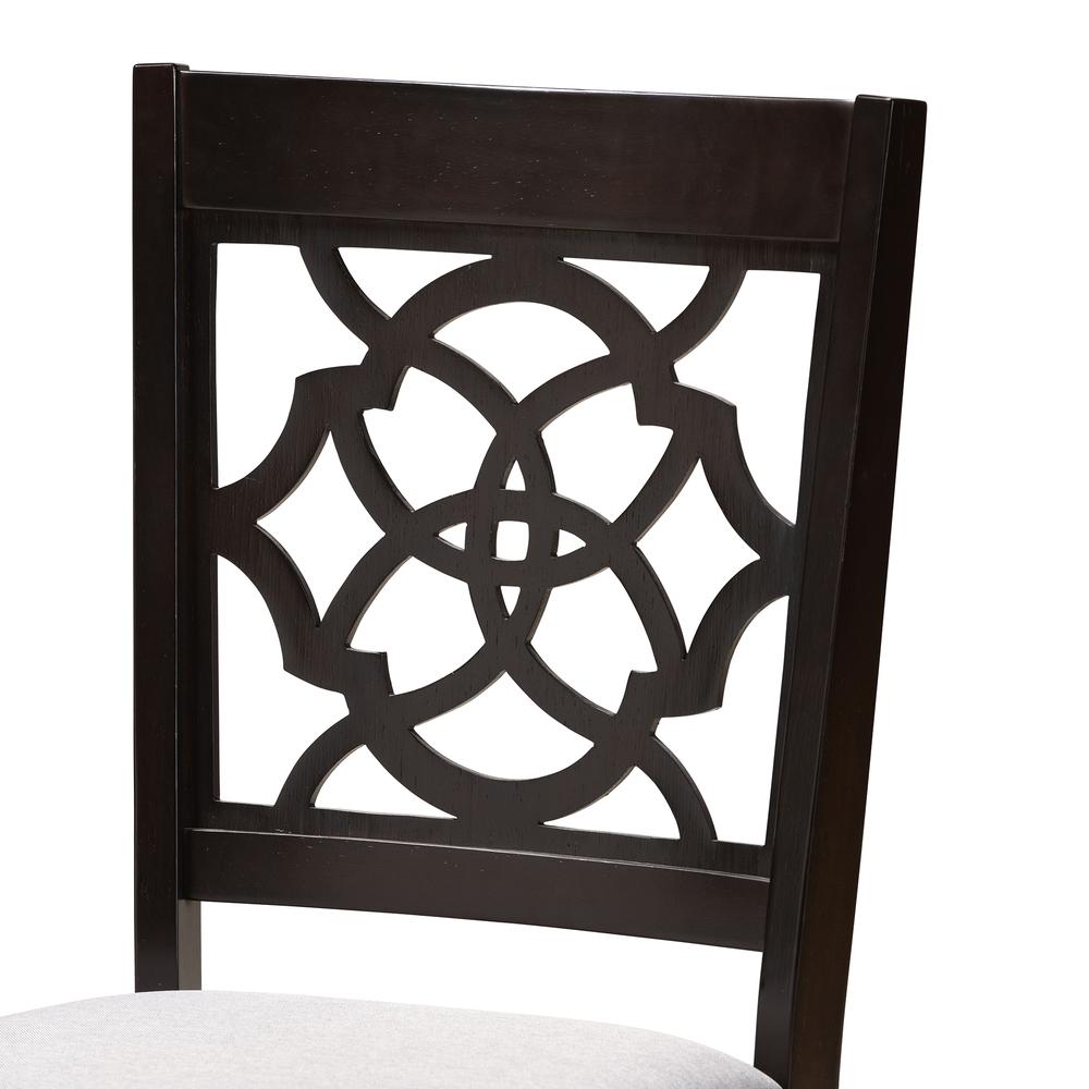 Grey Fabric Upholstered and Dark Brown Finished Wood 5-Piece Dining Set. Picture 14