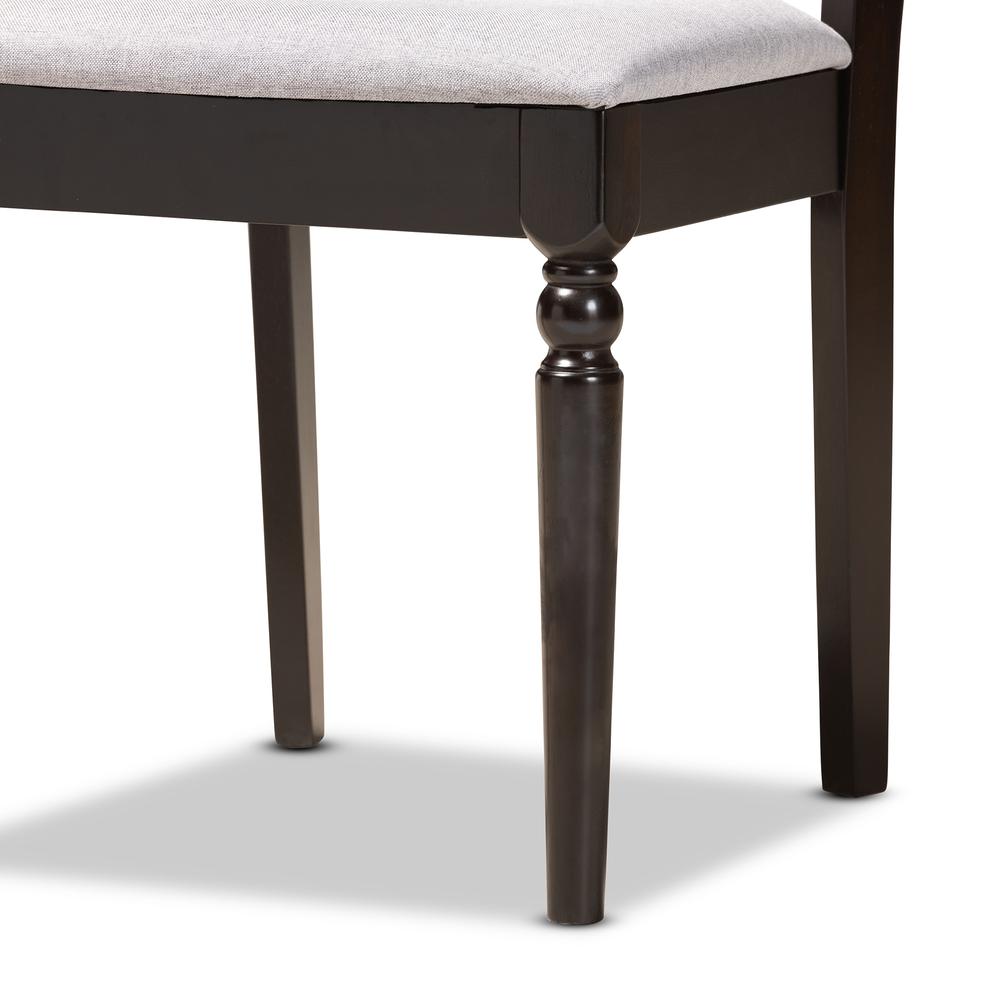 Grey Fabric Upholstered and Dark Brown Finished Wood 5-Piece Dining Set. Picture 15