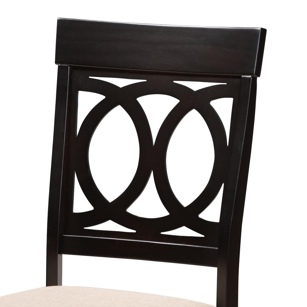 Sand Fabric Upholstered Espresso Brown Finished Wood Dining Chair Set of 4. Picture 9