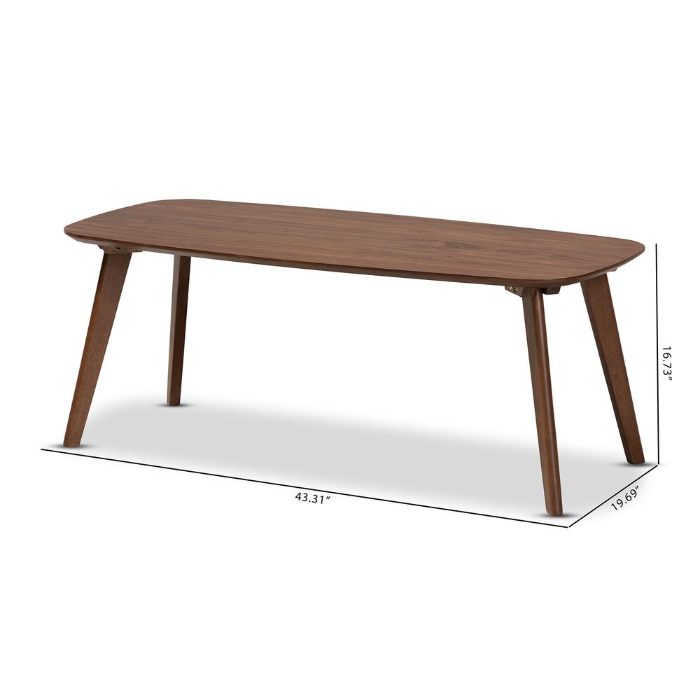 Baxton Studio Dahlia Mid-Century Modern Walnut Finished Coffee Table. Picture 16