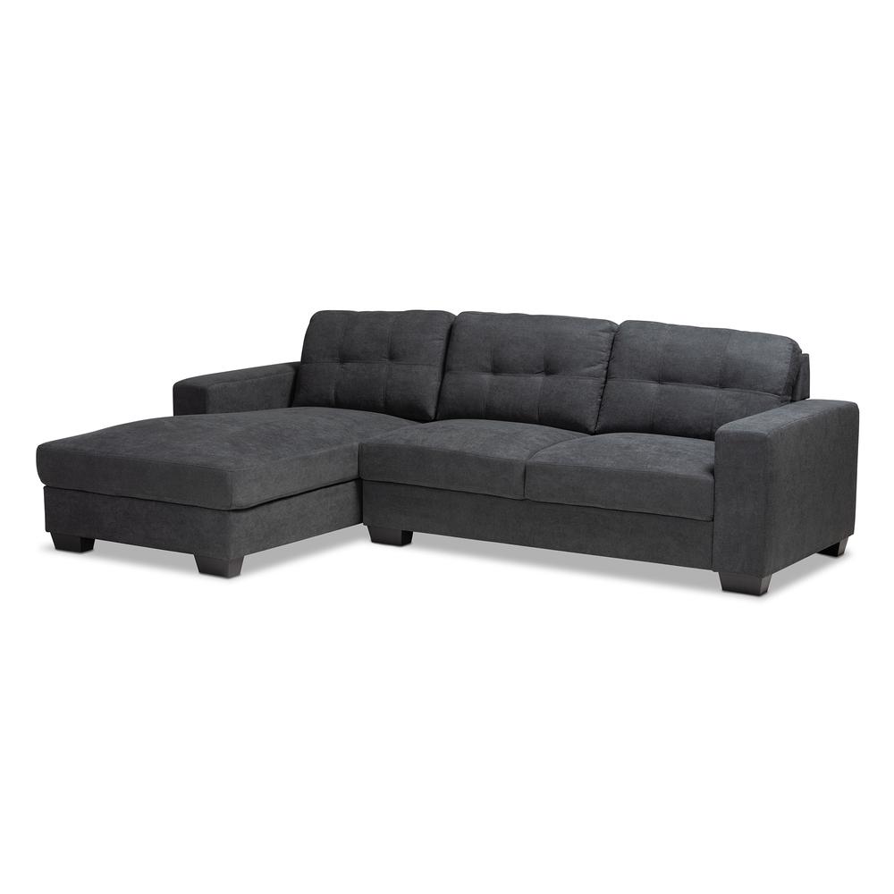 Dark Grey Fabric Upholstered Sectional Sofa with Left Facing Chaise. Picture 7
