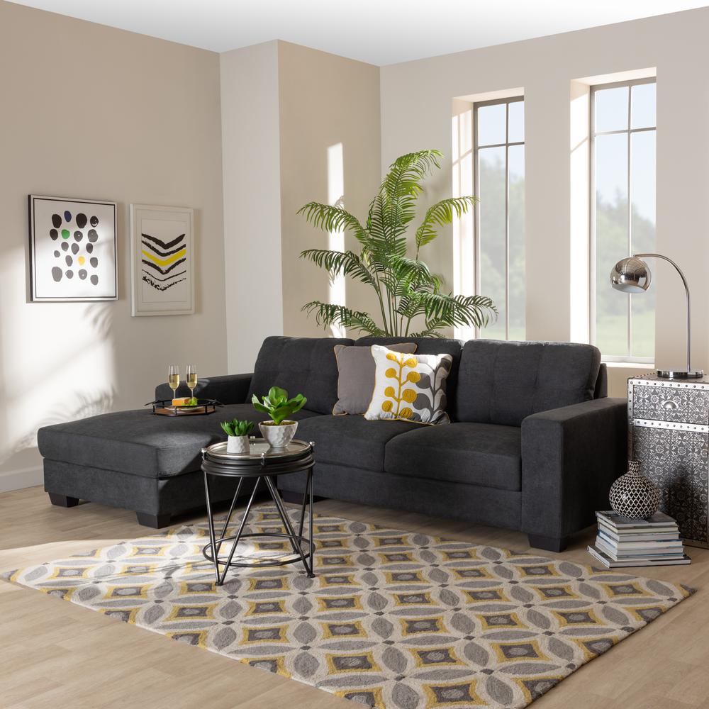 Dark Grey Fabric Upholstered Sectional Sofa with Left Facing Chaise. Picture 10