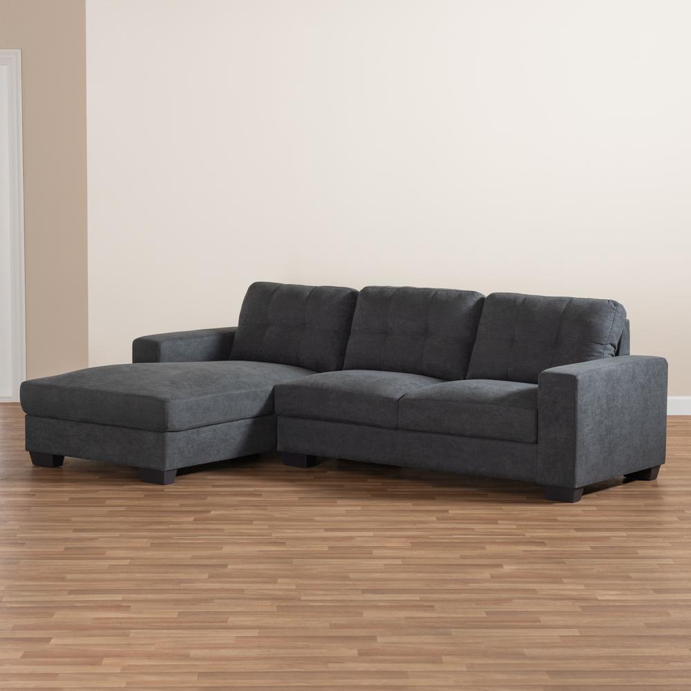 Dark Grey Fabric Upholstered Sectional Sofa with Left Facing Chaise. Picture 11