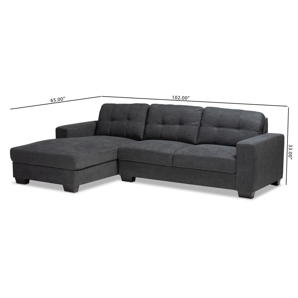 Dark Grey Fabric Upholstered Sectional Sofa with Left Facing Chaise. Picture 12