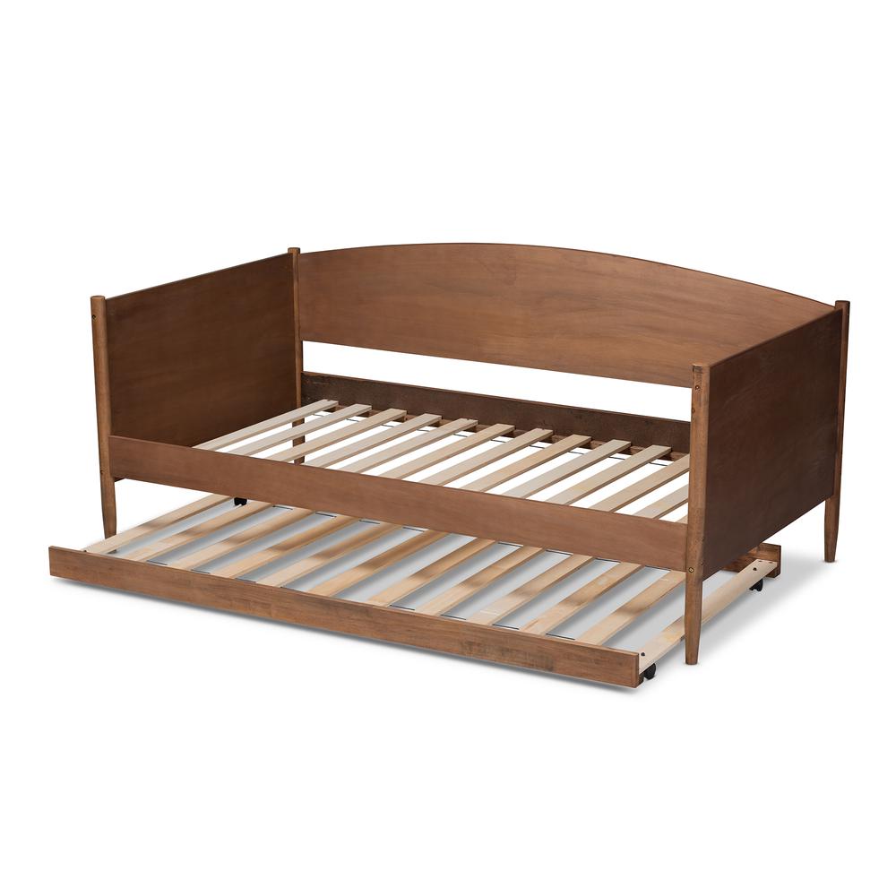 Veles Mid-Century Modern Ash Wanut Finished Wood Daybed with Trundle. Picture 16