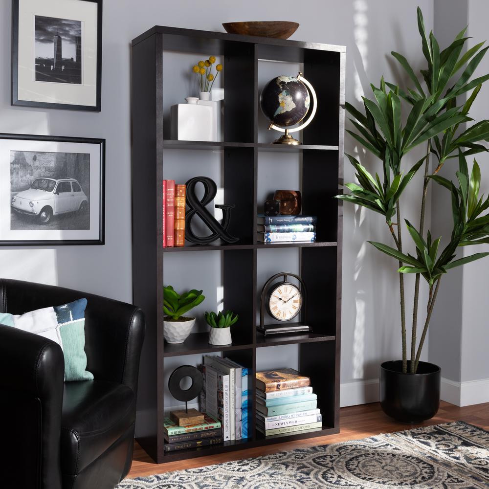 Baxton Studio Janne Modern and Contemporary Dark Brown Finished 8-Cube Multipurpose Storage Shelf. Picture 5