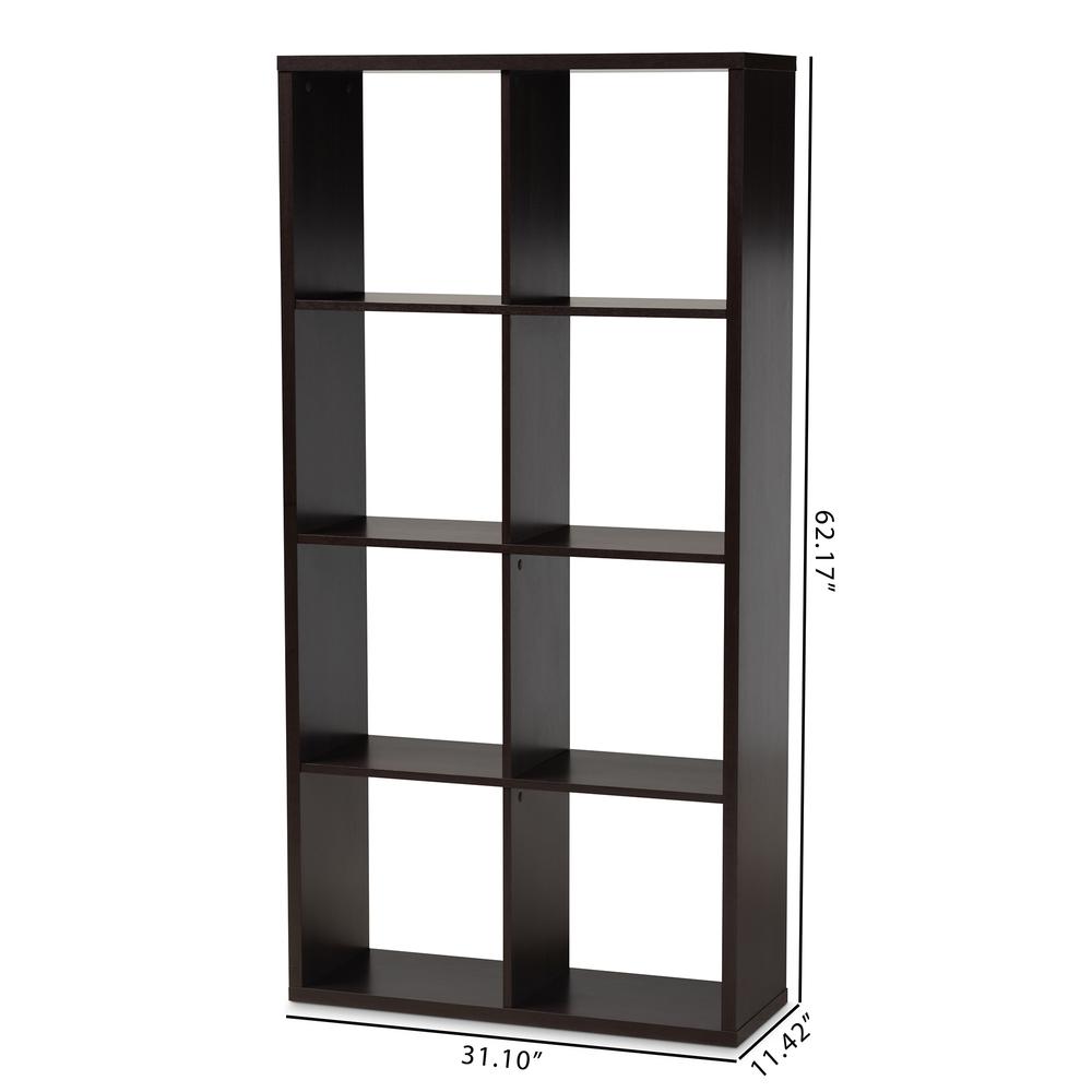 Baxton Studio Janne Modern and Contemporary Dark Brown Finished 8-Cube Multipurpose Storage Shelf. Picture 14