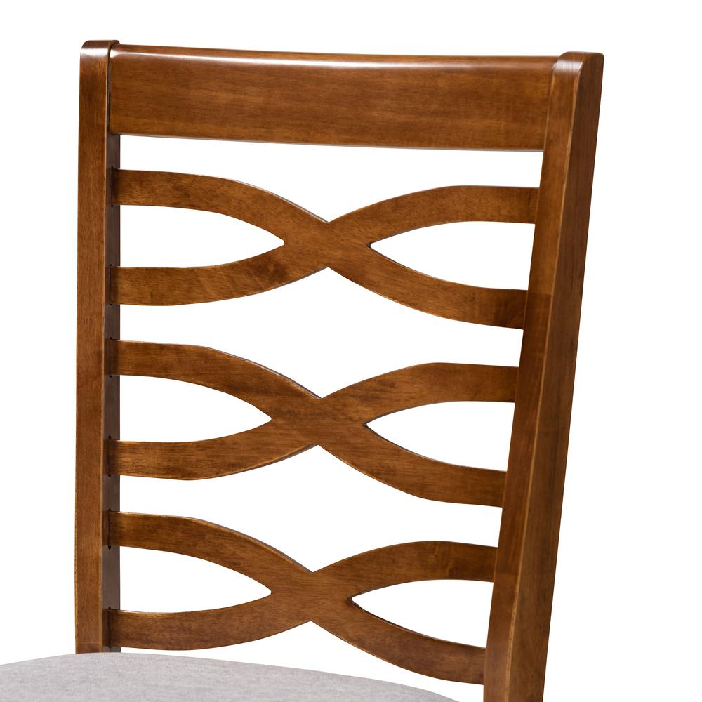 Grey Fabric Upholstered and Walnut Brown Finished Wood 5-Piece Dining Set. Picture 14