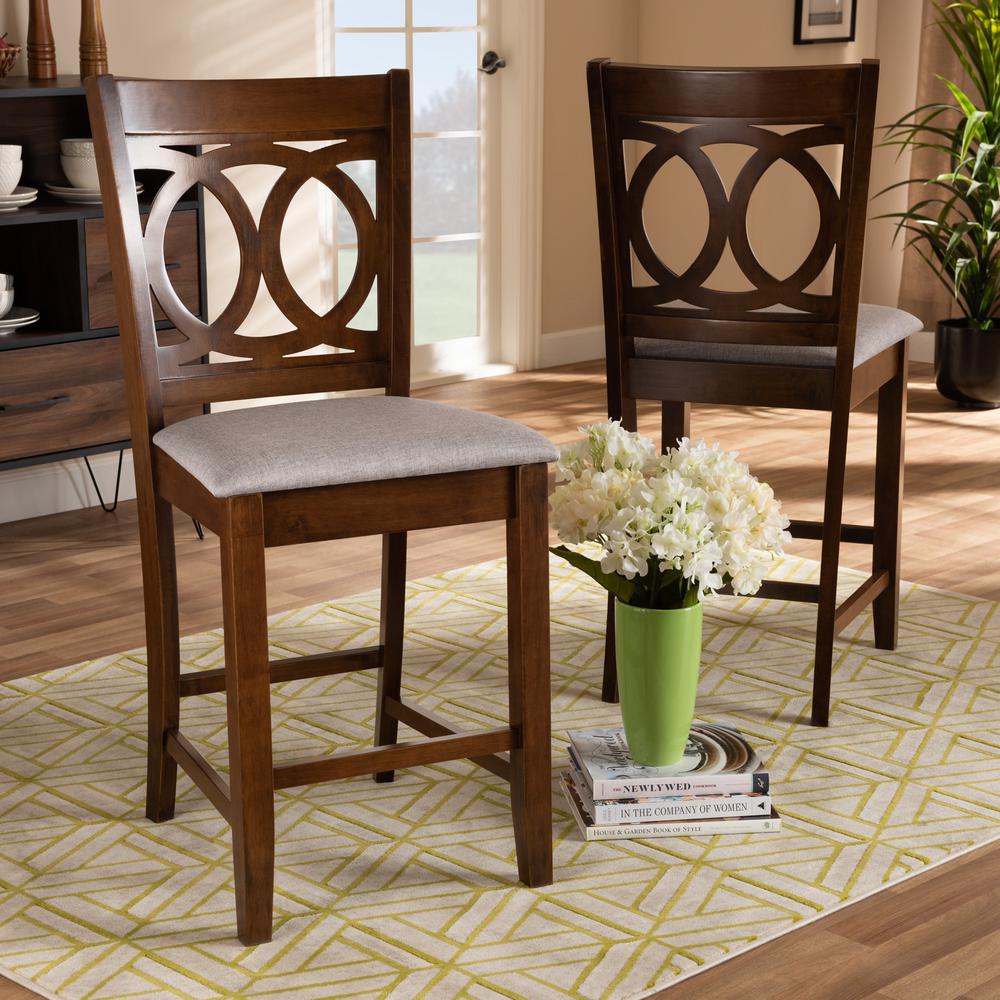Walnut Brown Finished Wood 2-Piece Counter Height Pub Chair Set. Picture 14