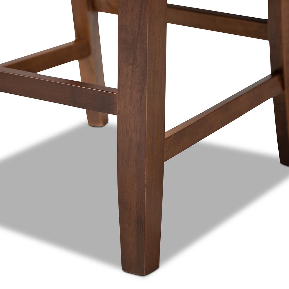 Baxton Studio Caron Modern and Contemporary Grey Fabric Upholstered Walnut Brown Finished 2-Piece Wood Counter Height Pub Chair Set Set. Picture 14