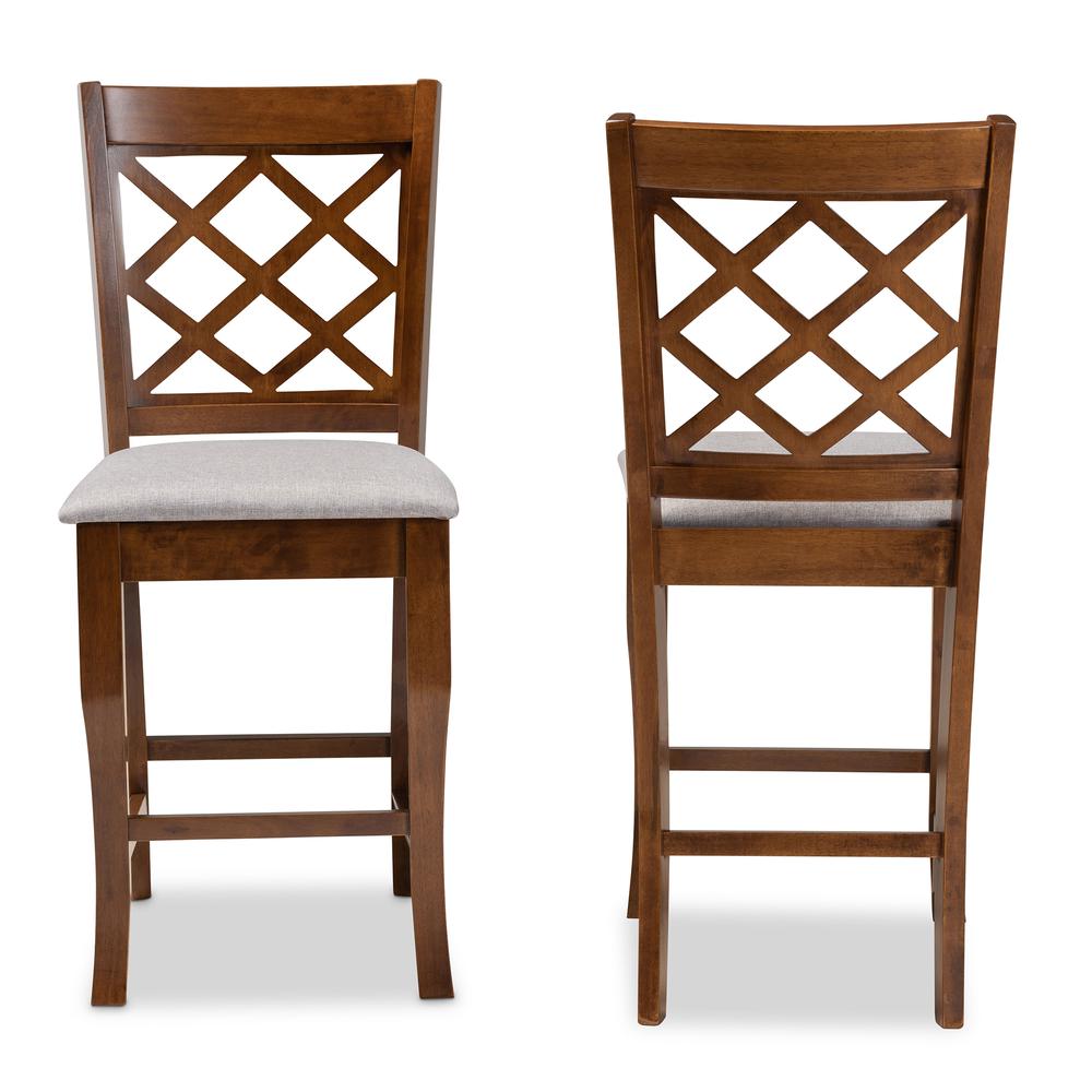 Walnut Brown Finished Wood 2-Piece Counter Height Pub Chair Set. Picture 10