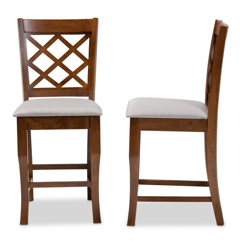 Walnut Brown Finished Wood 2-Piece Counter Height Pub Chair Set. Picture 11
