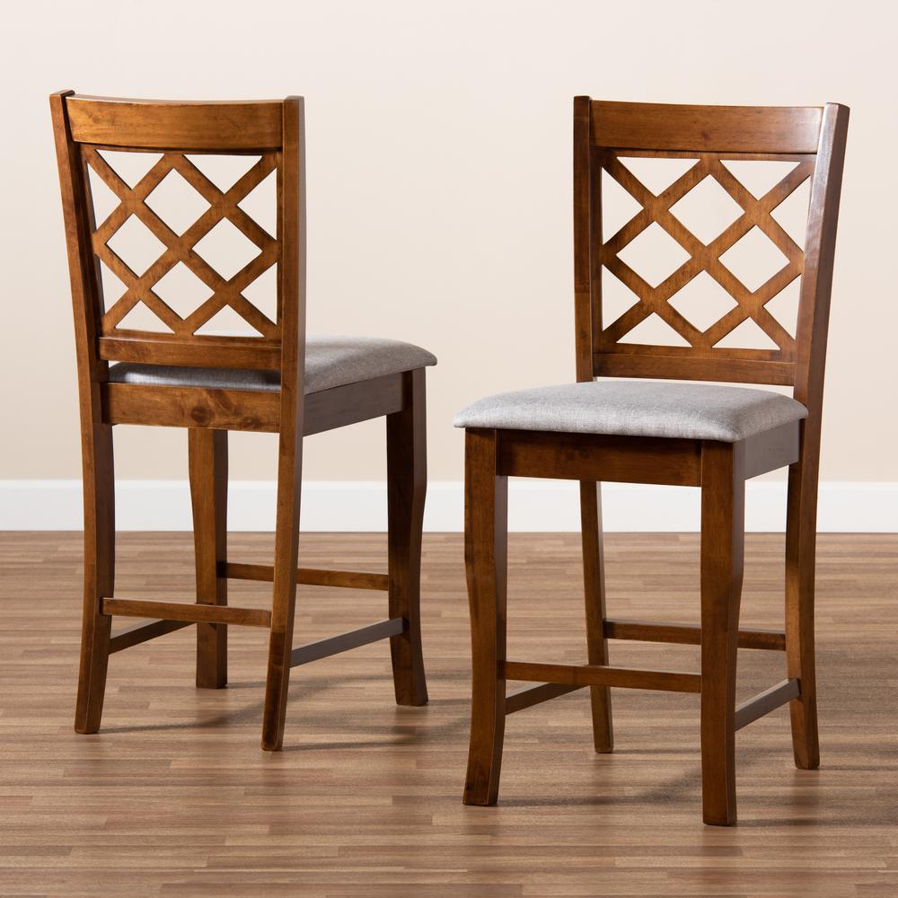 Walnut Brown Finished Wood 2-Piece Counter Height Pub Chair Set. Picture 15