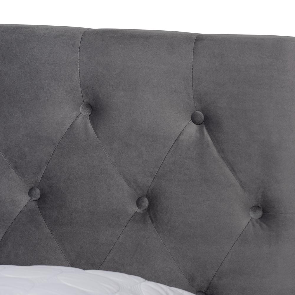 Baxton Studio Caronia Modern and Contemporary Grey Velvet Fabric Upholstered 2-Drawer Queen Size Platform Storage Bed. Picture 19